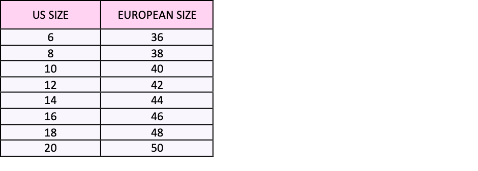 US Euro Clothing and Shoe Size Conversion
